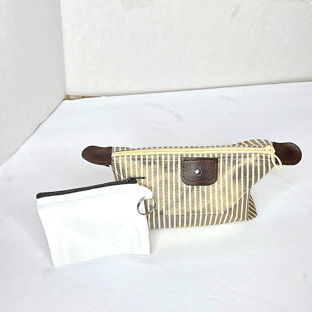 ``P72518 New White & Tan & White Stripe Bag